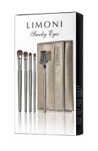 LIMONI Professional Набор кистей "SMOKY EYE BRUSH SET" (из 5 кистей) + чехол